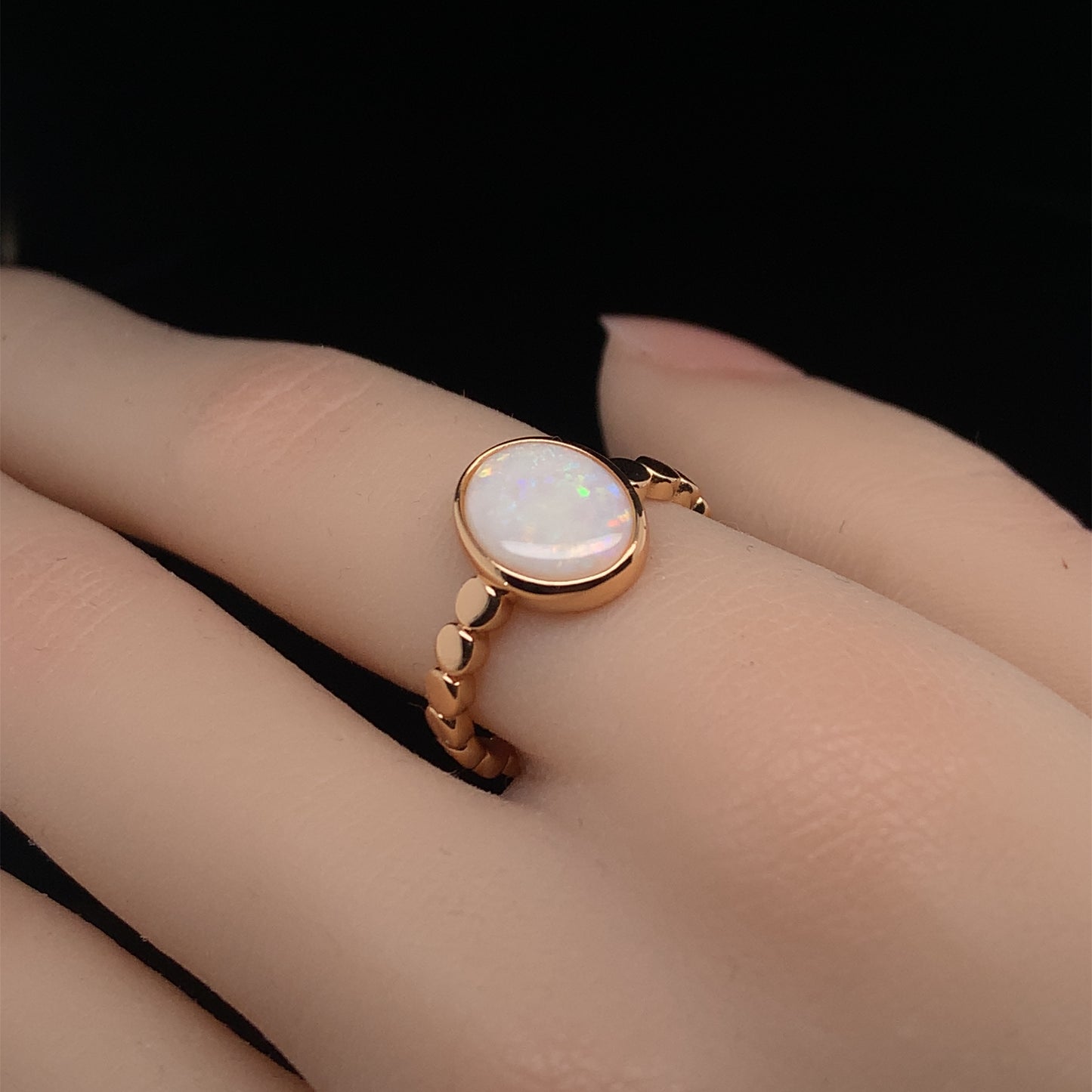澳洲白澳寶純銀戒指 8x10mm White Opal - NRGOP408212