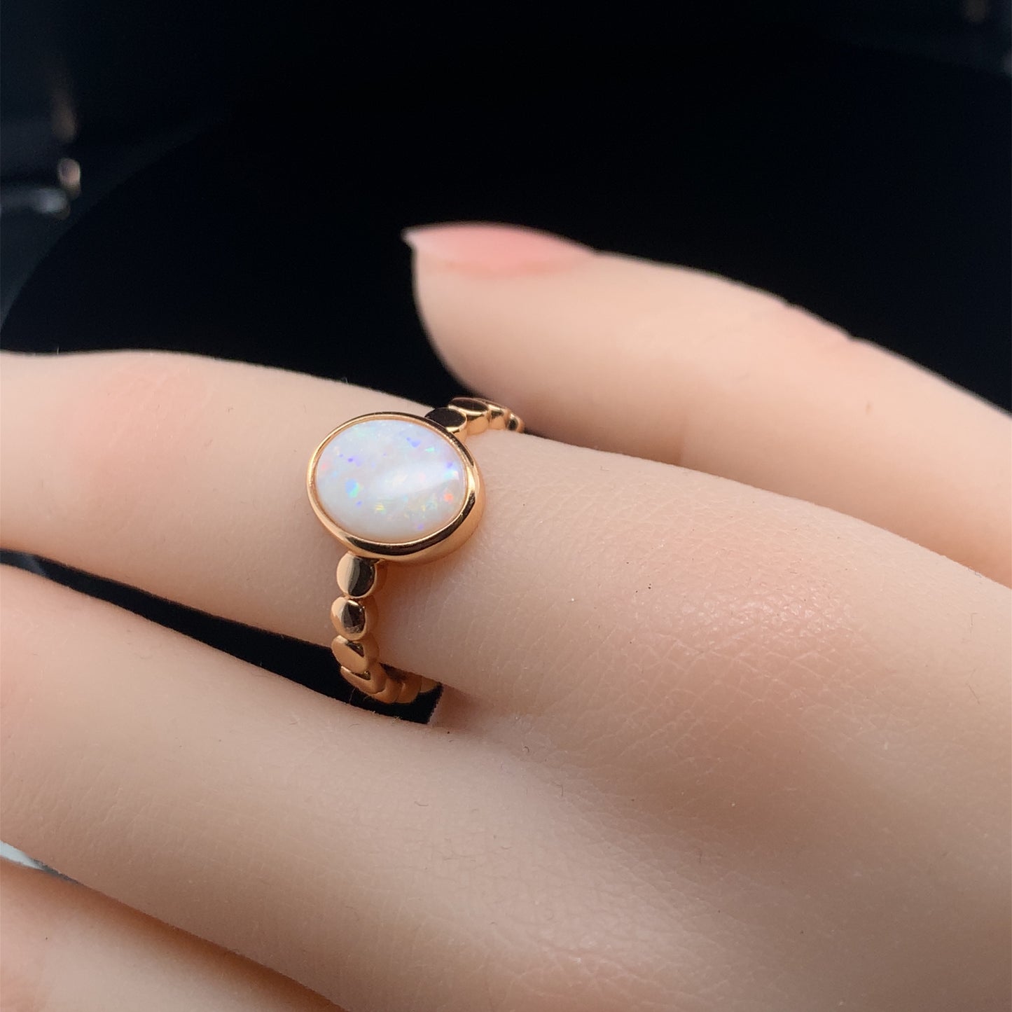 澳洲白澳寶純銀戒指 8x10mm White Opal - NRGOP408212