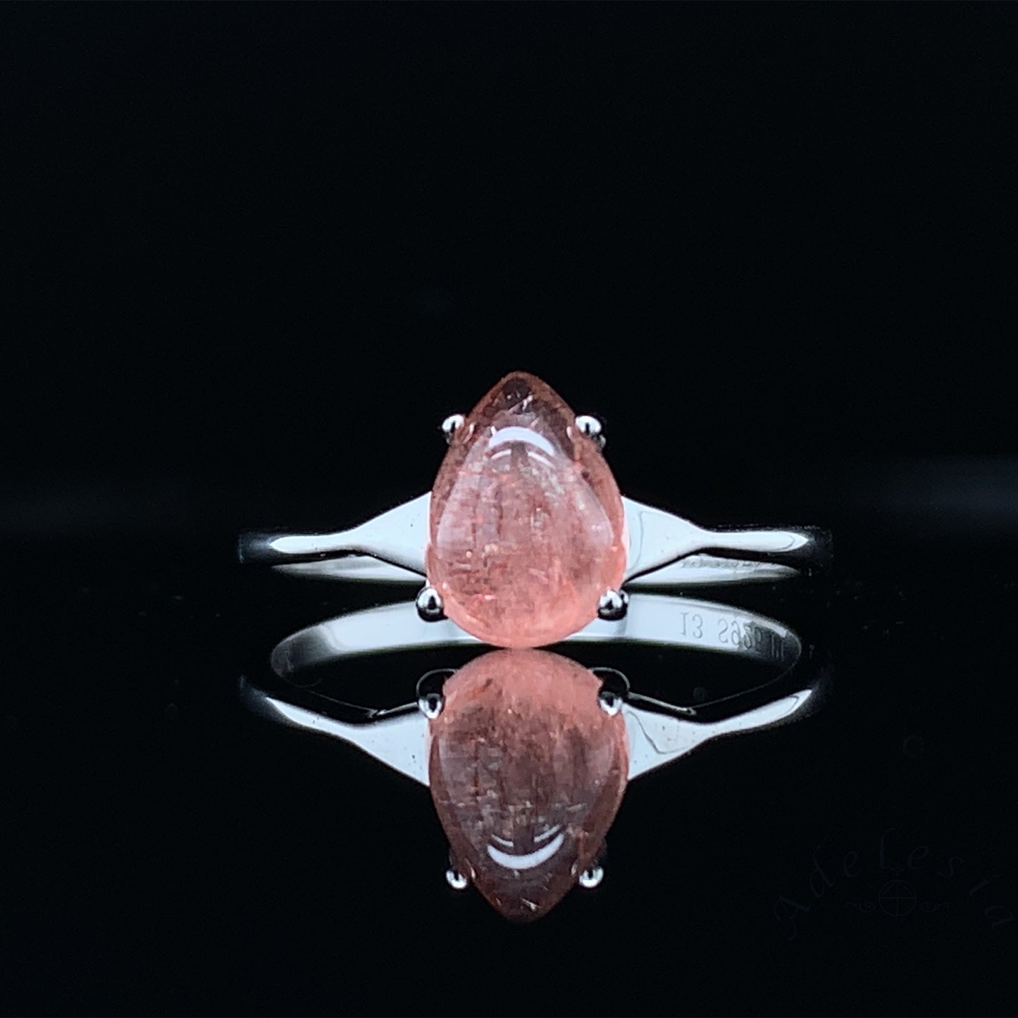 俄啤 - 士多啤梨晶 6x8mm 純銀戒指 - NRUSQRG304141