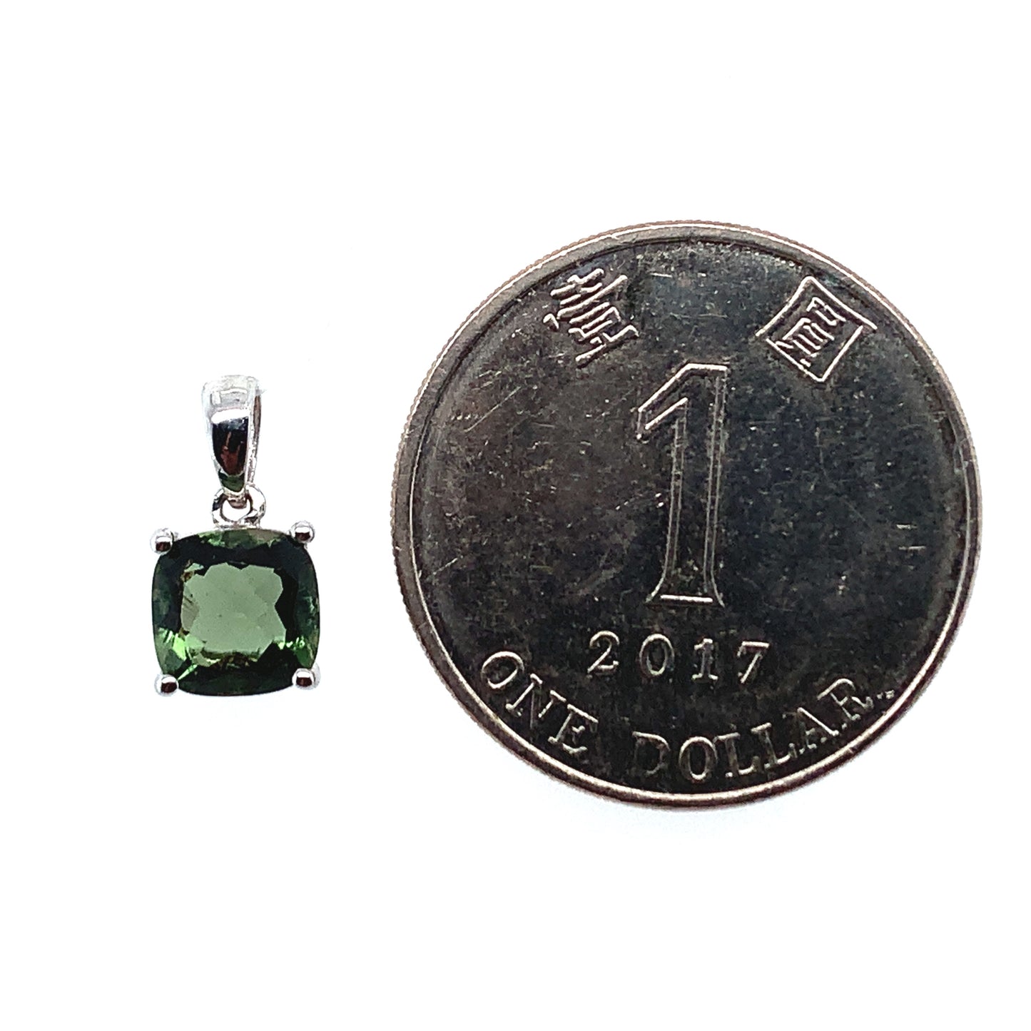 捷克 綠隕石 純銀吊墜 7x7mm  方形款 - NMVDPD307146